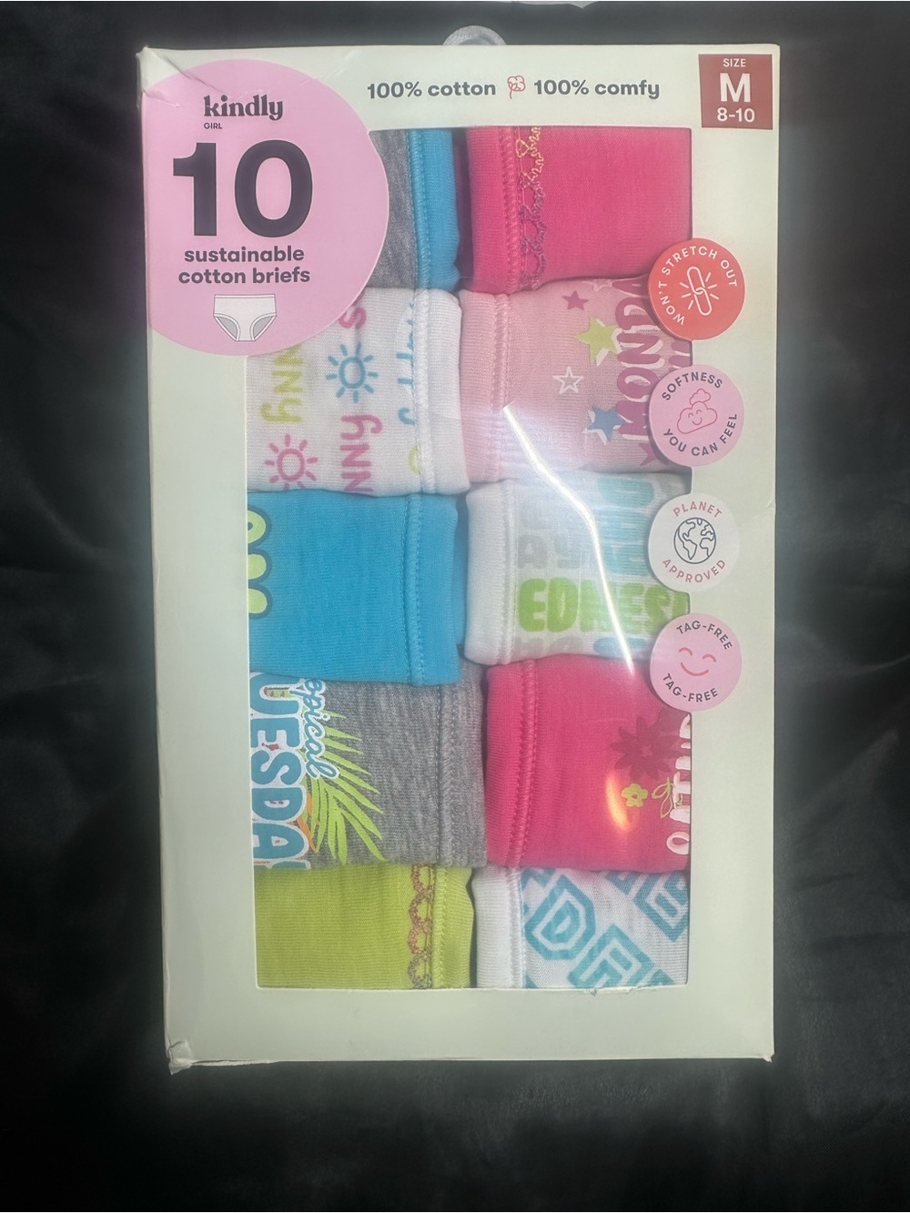 Kindly Girls 10 Pack Cotton Briefs NWT Size M 8-10